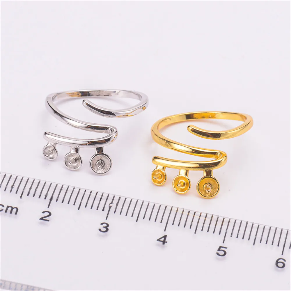 

Pearl Ring Settings, Fashionable Ring Findings, Adjustable Size 925 Silver Ring Jewelry DIY Making No Pearl