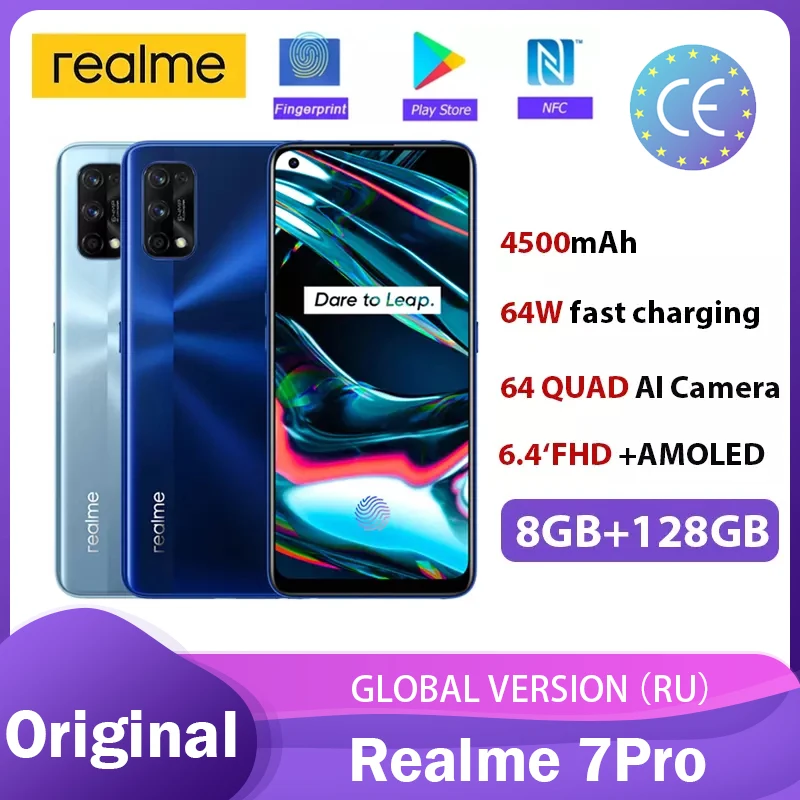 Смартфон realme 7 Pro 6 4 дюйма 8 + 12 Гб 4500 мАч Snapdragon 720G 65 Вт|Смартфоны| |