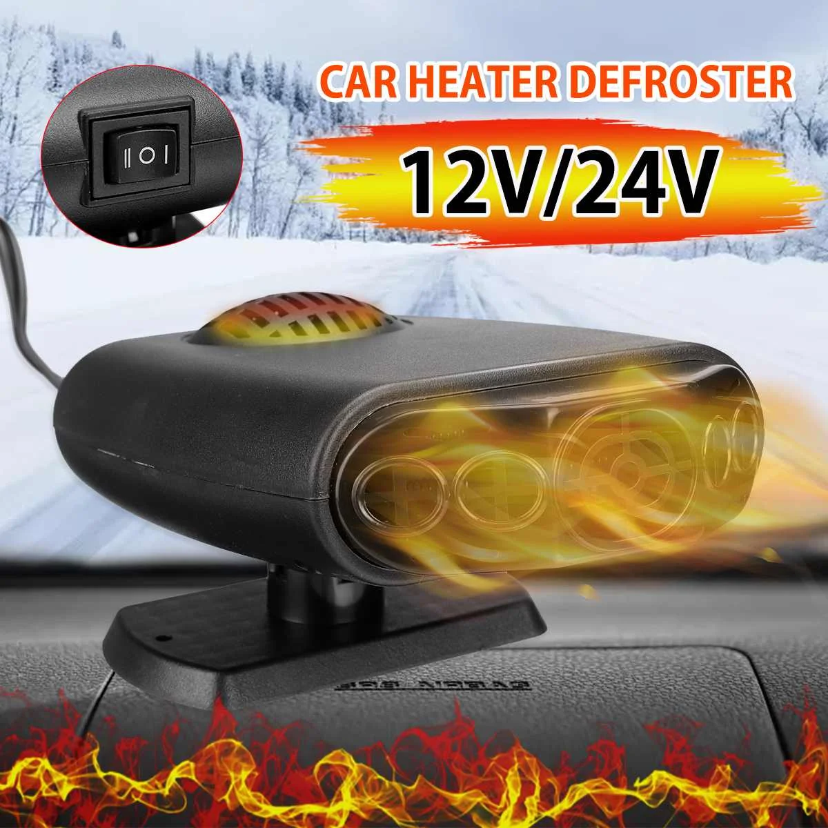 

HOT 12/24V 500W Portable Auto Car Heater Defroster Demister Electric Heater Windshield ABS Heating Fan for Car Truck Van