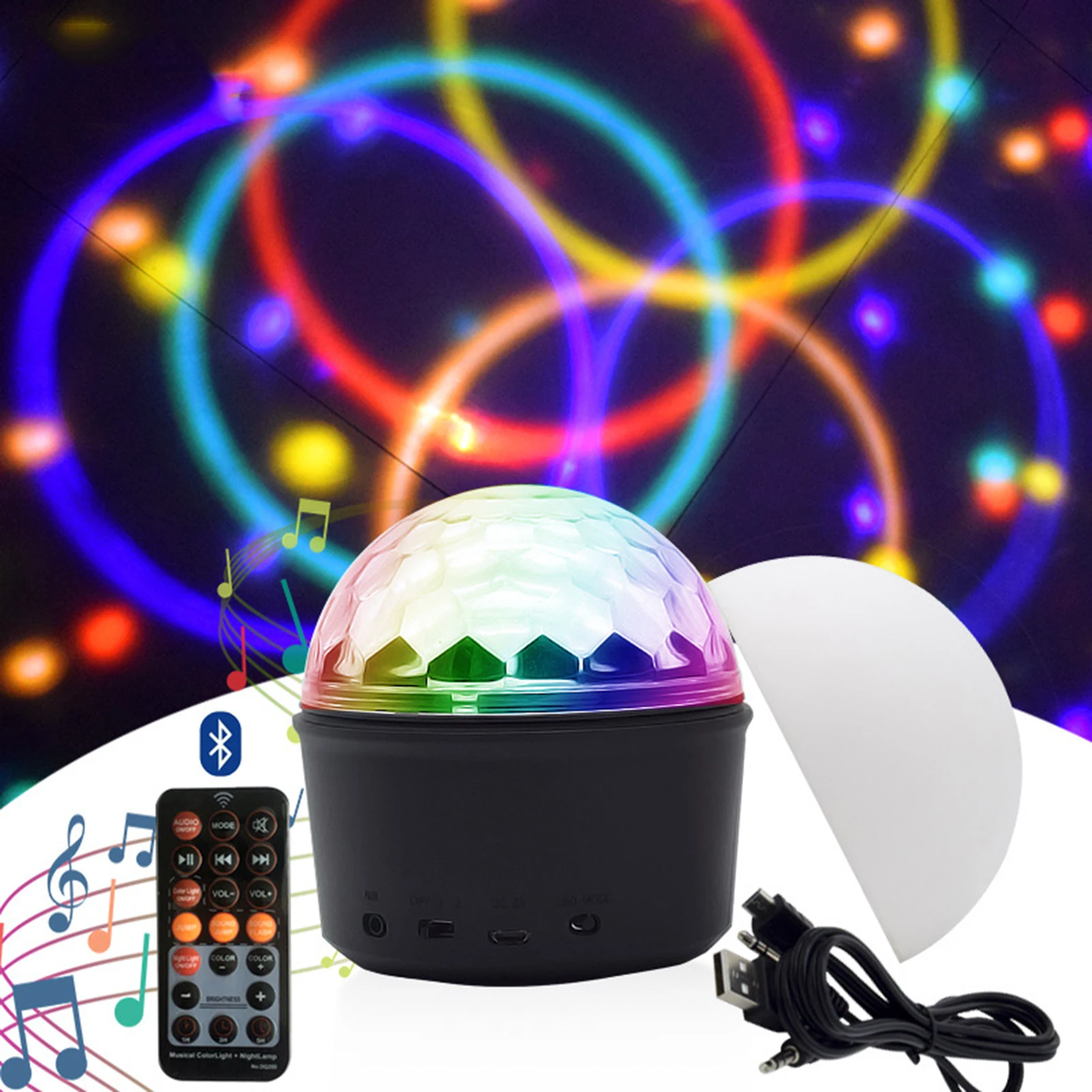 

Sound Activated Rotating Disco Ball DJ Party Lights Wireless Voice Control Bluetooth LED Music Lamp For Christmas Wedding party