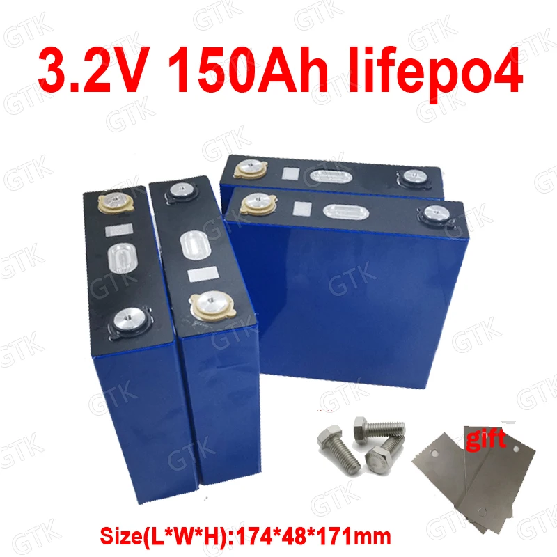 4 шт литиевая батарея 3 2 v 150Ah lifepo4 литий железо фосфат глубокого цикла для DIY 12v 24v