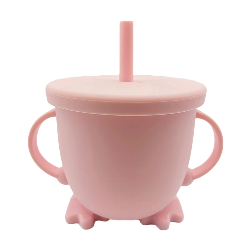 

BPA-free baby feeding cup, silicone straw snack cup, leak-proof portable training cup, solid silicone straw cup lid