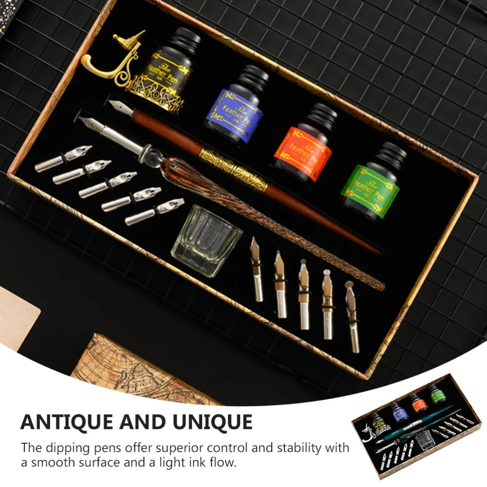 

Glass Dip Pen and Wooden Dip Pen Set Graduation Christmas Gifts (Random Color)