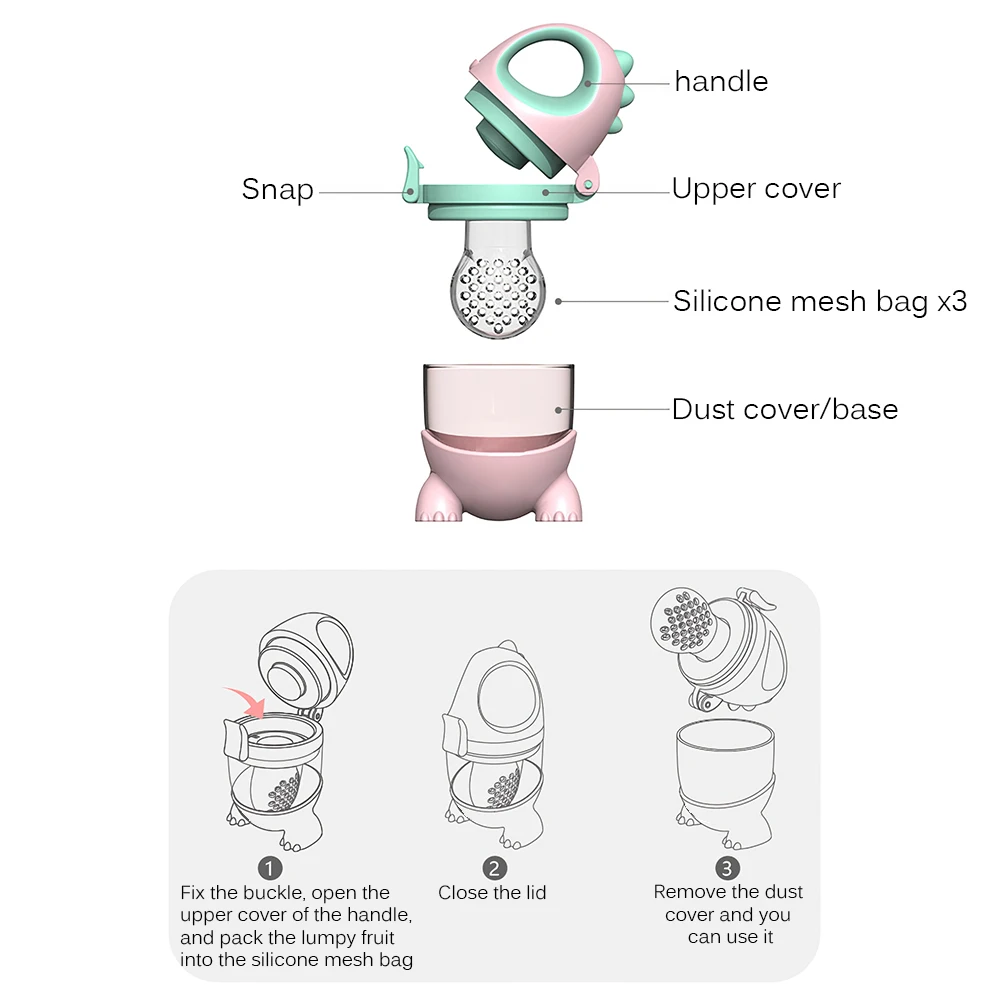 

Newborn Fruit Pacifier Bite Bag Baby Teething Toy Silicone Baby Pacifier Feeder Infant Nipple Holder Kid Food Feeding Nipple Bit