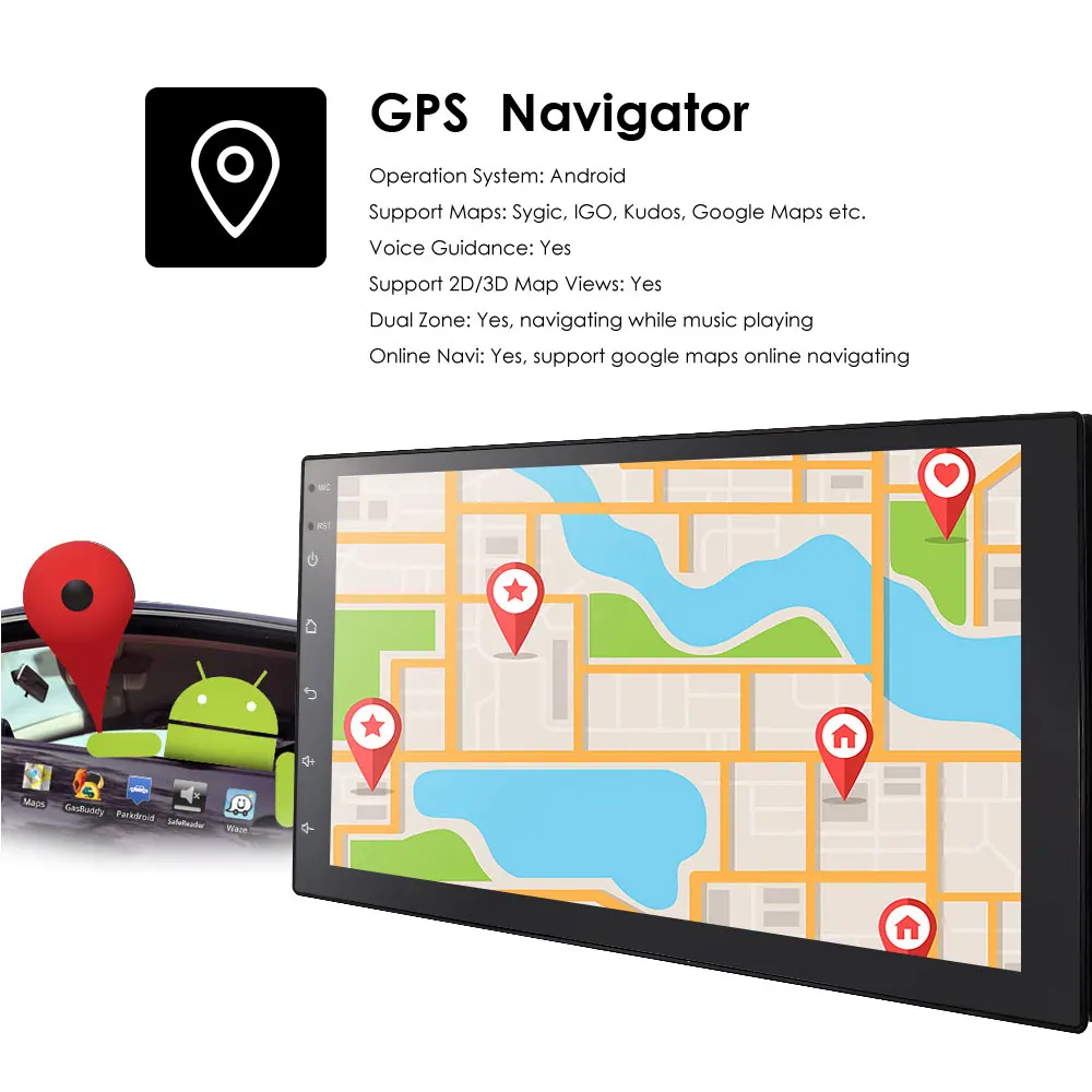Автомагнитола на Android 2din 7 &quotHD сенсорный экран WiFi Bluetooth GPS навигация мультимедиа