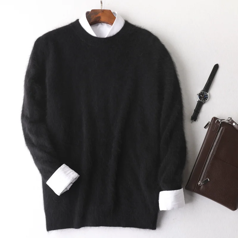 

Men's Mink Sweater Round Neck Pullover Thickened Sweater Men's Winter Loose Sweater Large Backing Sweater Mink Sweater