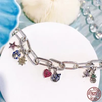 high quality womens 925 sterling silver charm me slender link bracelet suitable for the original pandora diy bracelet jewelry