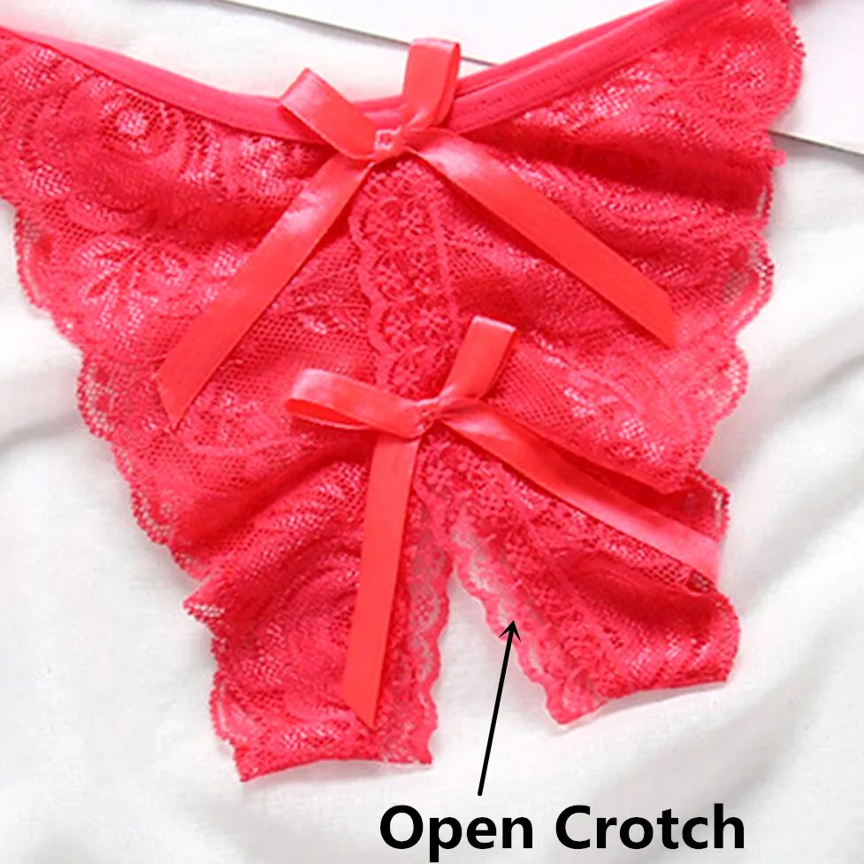 Сандалии с ремешками стринги открытой промежностью двойным бантом Эротическое