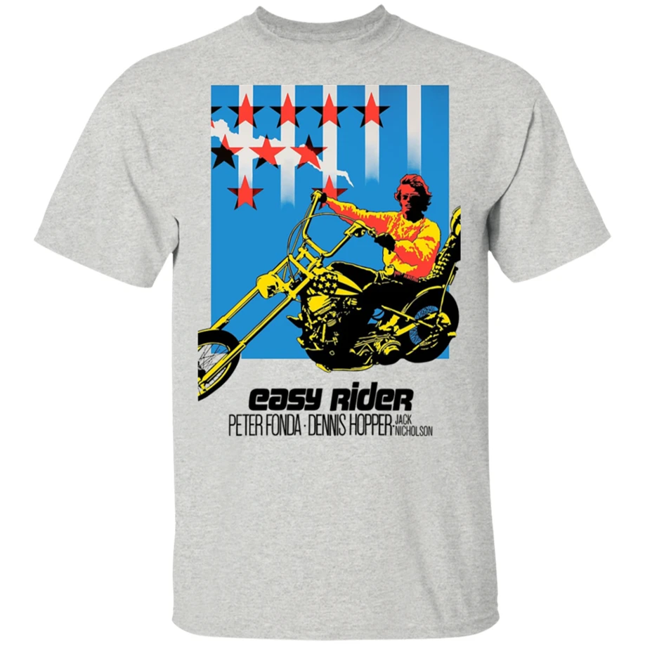 2019 Питер фонда легкий постер Байкер короткая футболка Sle черная темно-синяя