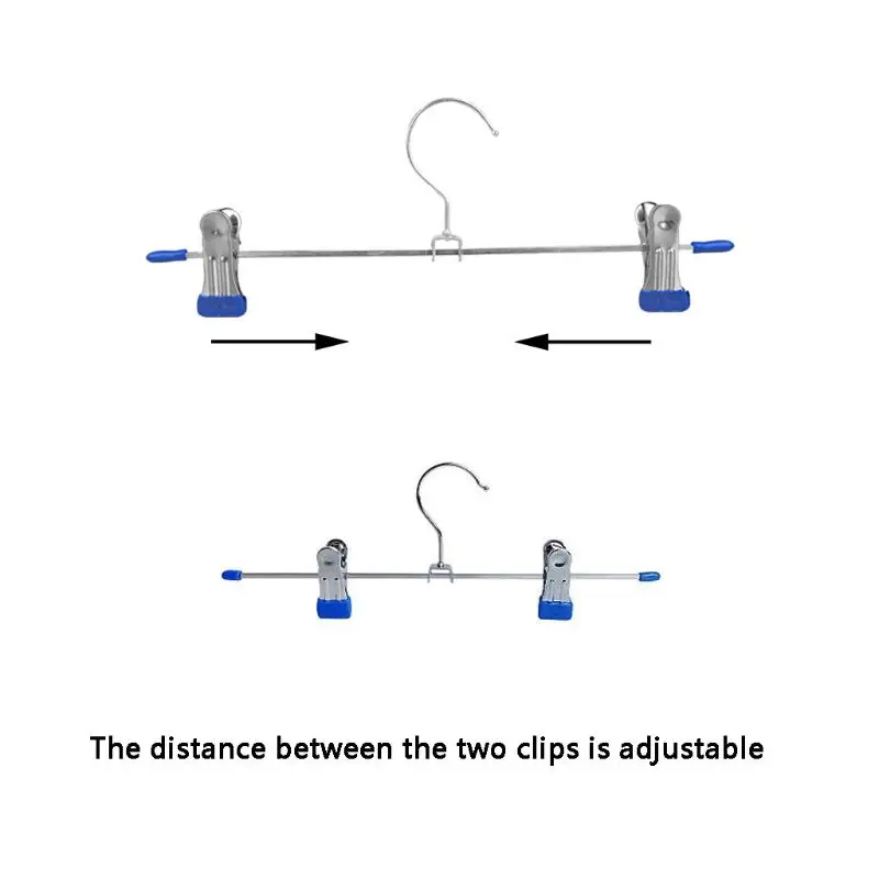 

10 Pcs Stainless Steel Trouser Hanger Rack Coat Pants Skirt Hangers Clothes Stand Holder With 2 Adjustable Non-Slip Clips 28cm