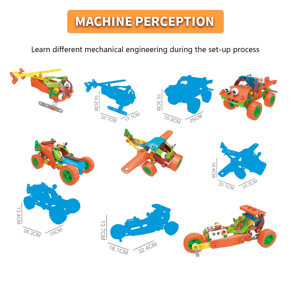 

Radodo Airplane Racing Car 5 In 1 Big Blocks Set 136PCS Engineering Construction STEAM Toys For Children Kids Educational