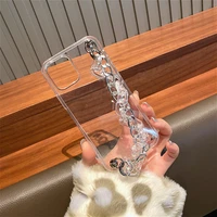 fashion luxury clear crystal wrist strap chain soft case for iphone 11 12 pro max mini 7 8 plus xr x xs max phone cover fundas