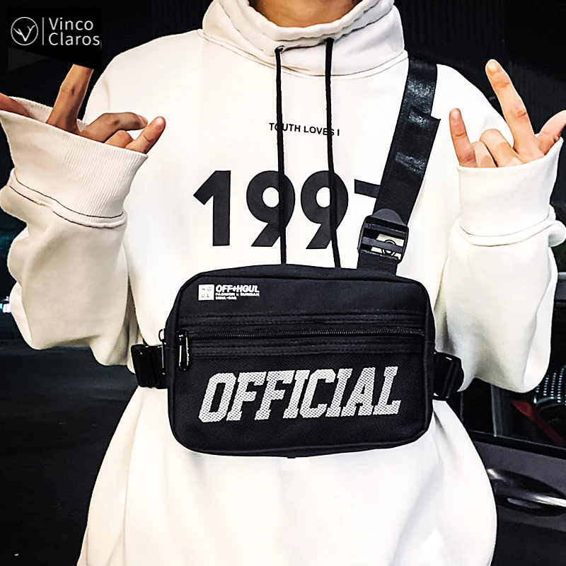 

Hip Hop Men's Small Chest Bags Men's Canvas Bag Tactical Bags for Men Cool Street Travel Vest Bag Trend Youth Utility Breast Bag