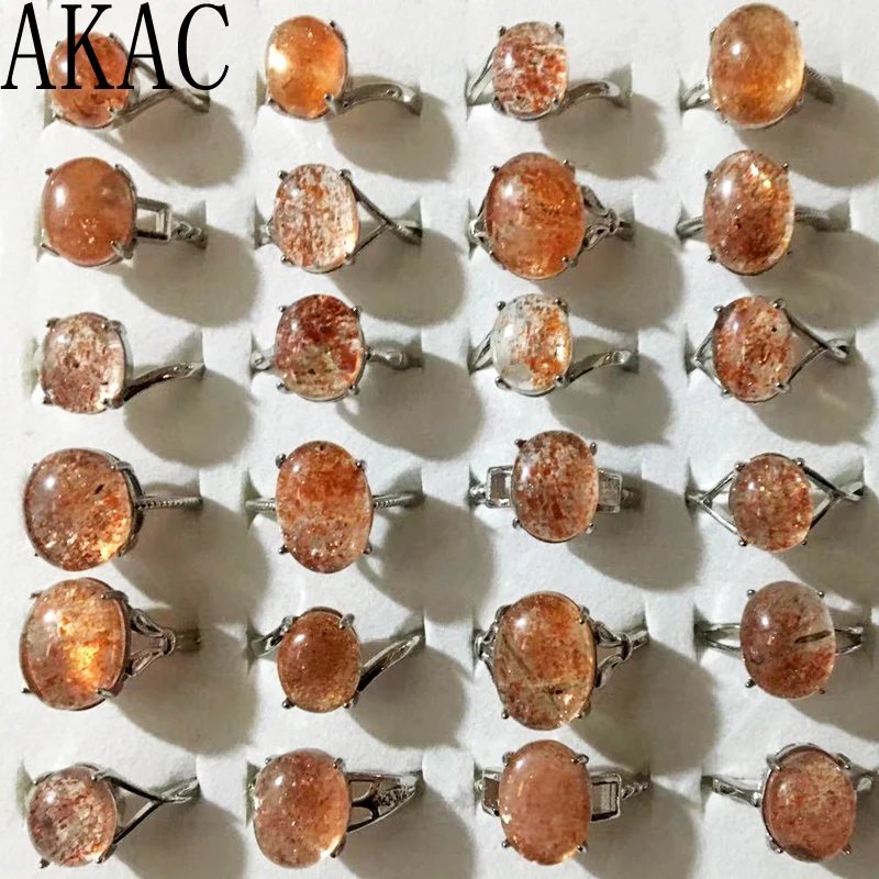 3 кольца AKAC натуральный Золотой sunstone регулируемое кольцо из белой меди