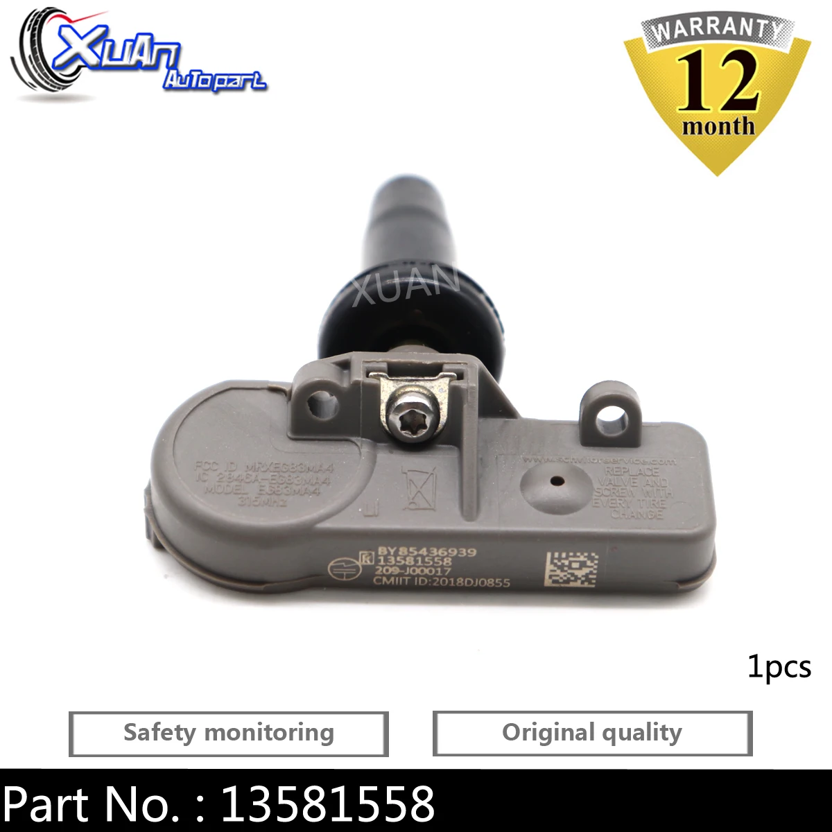 Датчик давления в шинах XUAN TPMS 13581558 для Chevrolet HHR Impala Malibu Monte Optra Tahoe Traverse 315 МГц 2006-2016 |
