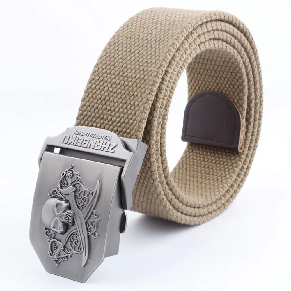 Style4 Khaki Мужской ремень, уплотненный холст, Нью-Йорк щит, ремни, военный пояс, армейский тактический ремень, высокое качество, ремень 110, 140 см, 10 цветов - Цвет: Style4 Khaki