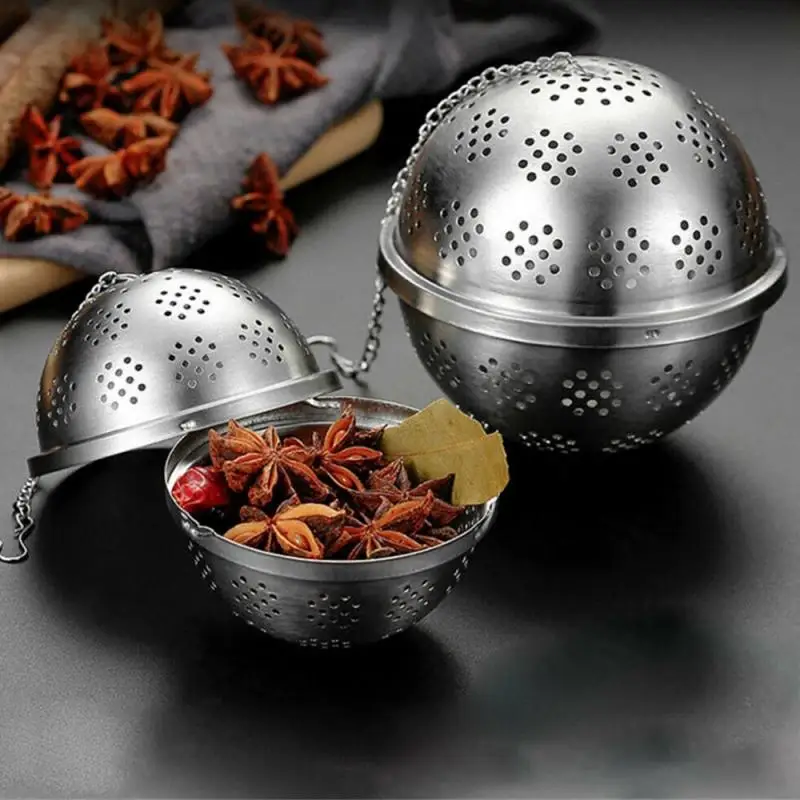 

Tea Infuser Filter Spice Seasoning Ball Stainless Steel Teakettle Locking Drain Leaf Herb Mesh Kitchen Accessories S/M/L