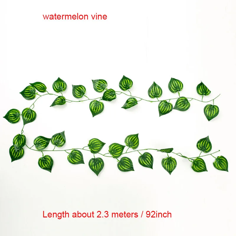 watermelon vine C 210 см/лот шелковые розы поддельные криперы зеленый лист плюща лоза для дома свадьбы Decora оптом diy Висячие гирлянды искусственные цветы - Цвет: watermelon vine C