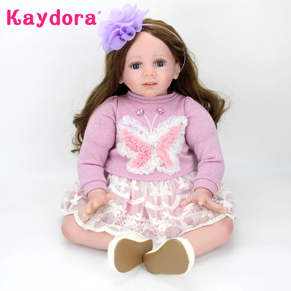Kaydora 24 дюйма кукла принцессы длинные волосы ребенок новорожденный силикон