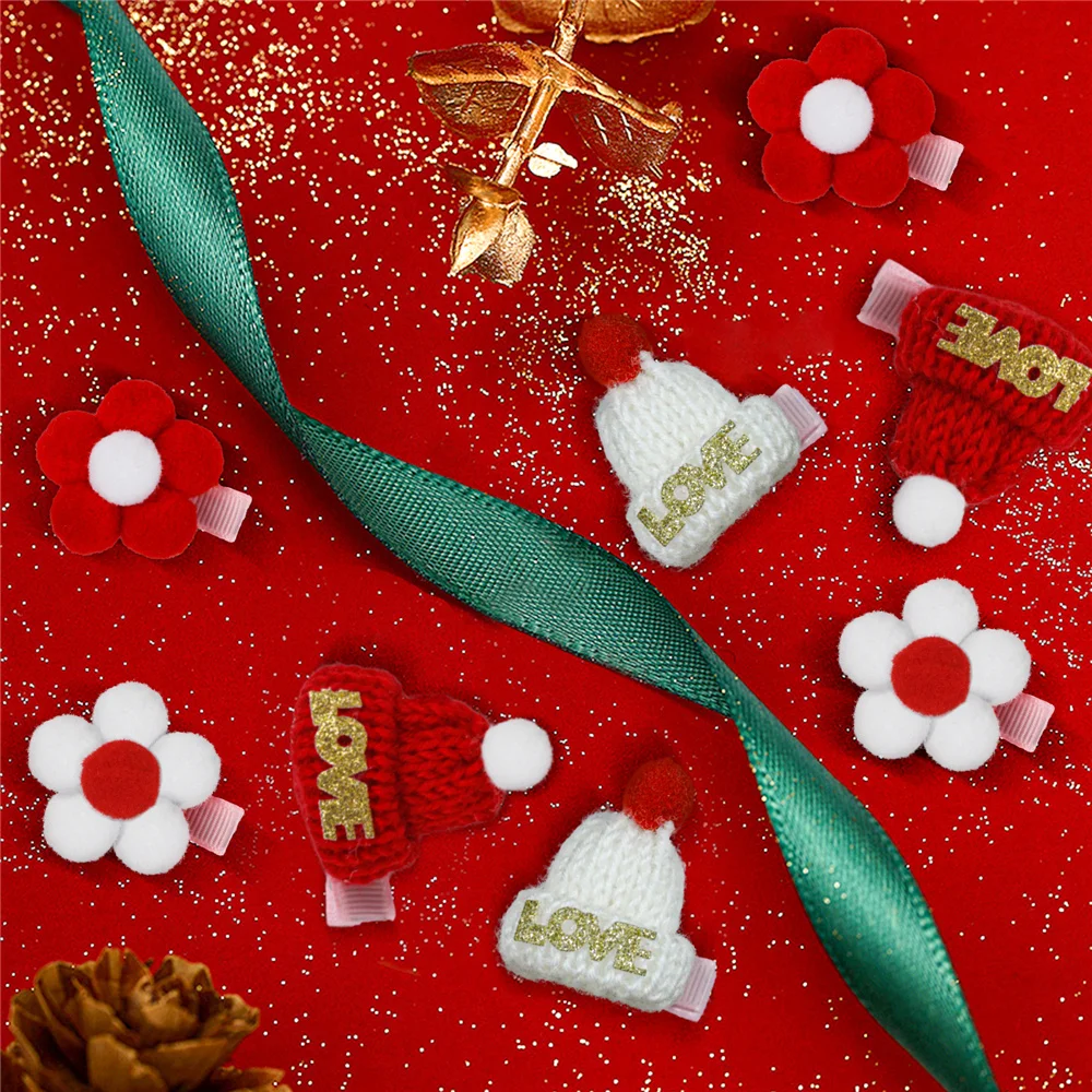 

Candygirl 8Pc Cute Girls Kids Christmas Hairpins Christmas Hat Red Flower Hair Clips Baby Hestival Party Hair Accessories Gifts