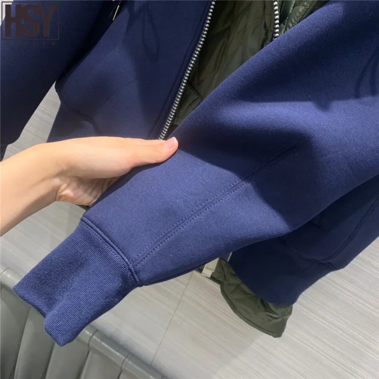 【HSY】 Новая Осенняя модная Женская Стеганая мотоциклетная куртка космическая хлопковая Лоскутная имитация двух частей ромбическое пальто с капюшоном 2 цвета