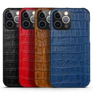 genuine leather half wrapped armor phone case for iphone 13 12 pro max mini 3d crocodile alligator texture shockproof back cover free global shipping