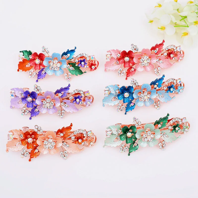 

1 PC New Tiara Women Resin Crystal Hair Clip Flower Barrettes Cute Hairpin Headwear Accessorie