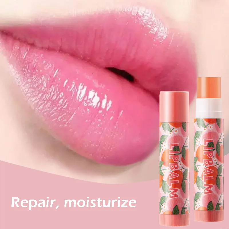 

1Pcs Fruit Flavor Lip Balm Temperature Change Color Long Lasting Red Lipsticks Peach Moisture Anti Aging Lipbalm Makeup Cosmetic