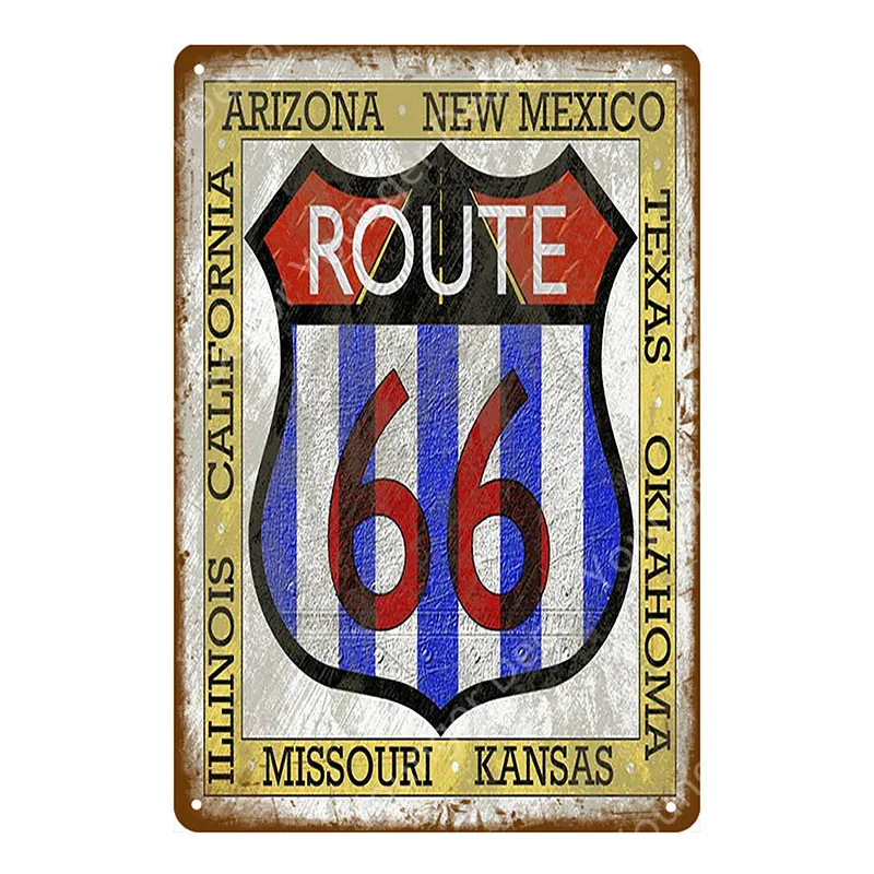 YD7754EI Винтаж US Route 66 металлические знаки американская дорога автомобиль мотоциклы тарелка настенный плакат Паб Бар Клуб домашний декор гараж украшение YI-024 - Цвет: YD7754EI
