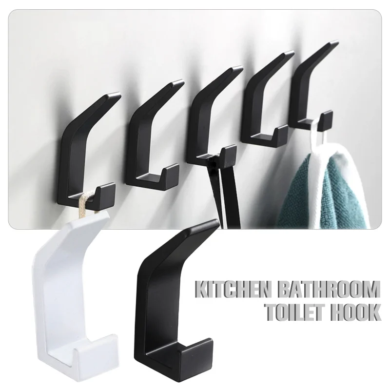 

Double Hook Black White Towel Hook For Bathroom Clothes Hook For Bedroom Robe Hook Coat Hook For Livingroom Kitchen Accessories