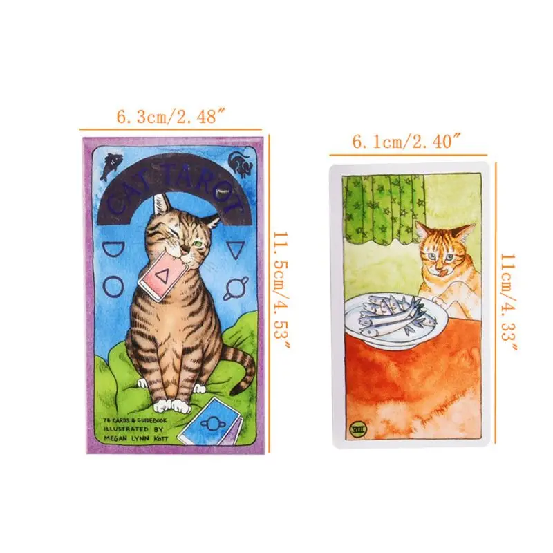 

Full English Cat Tarot 78 Cards Deck and Guidebook Read Fate Family Party Board Game Oracle Playing Cards