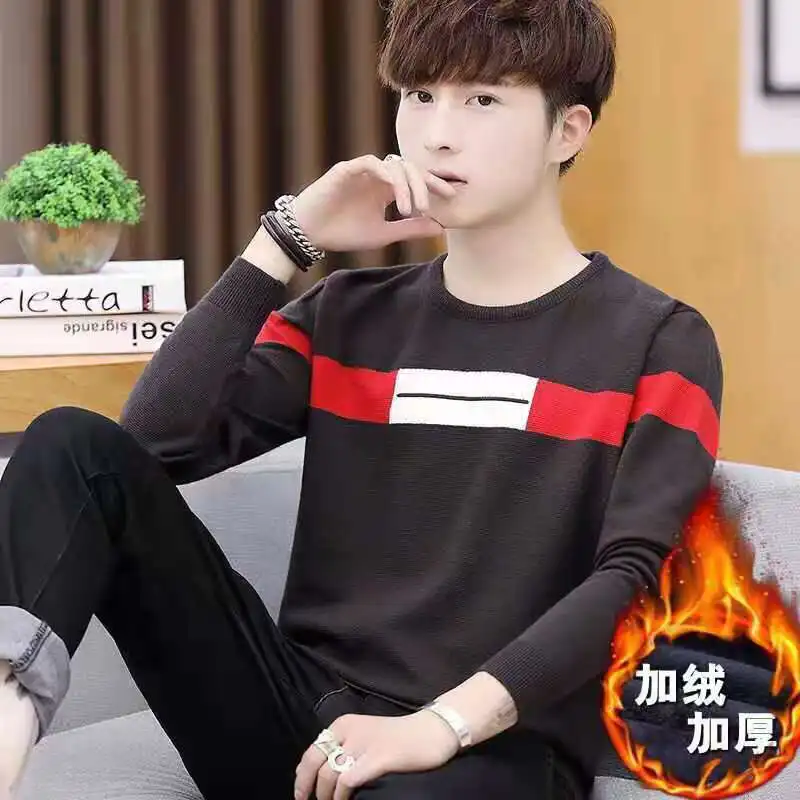

Sweater Men Fall/winter Round Neck Men's Knit Sweater Fashion Trend Medium Thick Bottoming Shirt Men