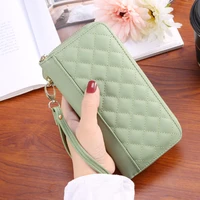 womens wallet classic diamond lattice long wallets leather coin purse female tassel zipper phone handbag wholesale 2022 new