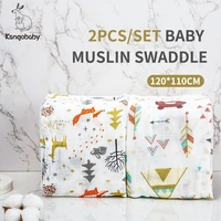 kangobaby my soft life 2 pieces pack all season bamboo cotton muslin swaddle blanket newborn baby wrap