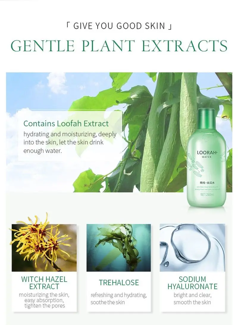 Loofah toner Loofah Face Tonic Moisturizing Hydration Anti-Aging Oil Control Shrink Pores Makeup Water Face Toner Skin Care