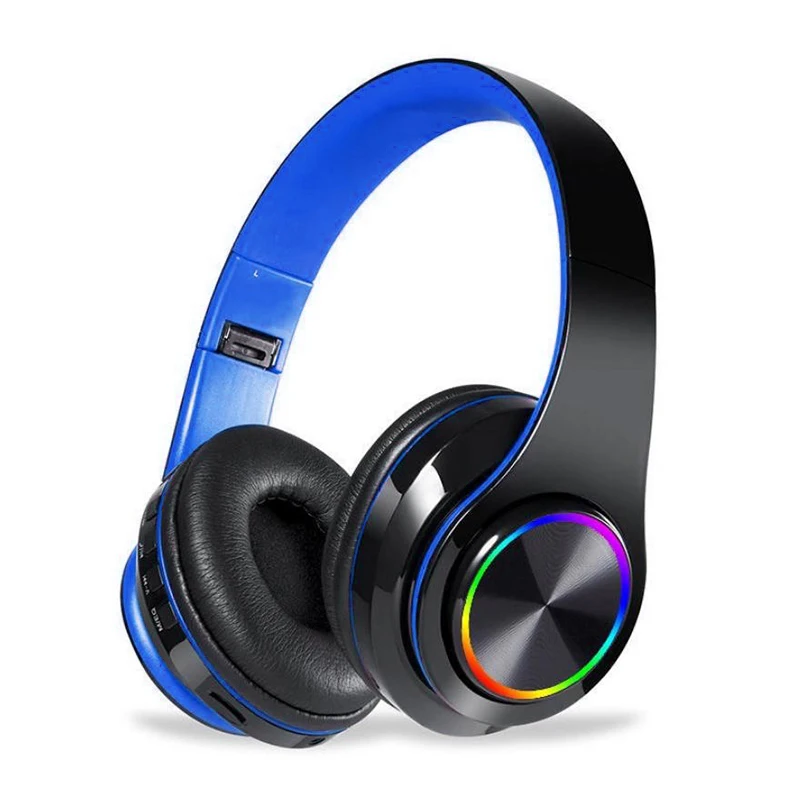 

POHIKS 1pc Colorful LED Luminous Gaming Headset Foldable Wireless bluetooth 5.0 Headphone With Mic For Tablet PC Laptop