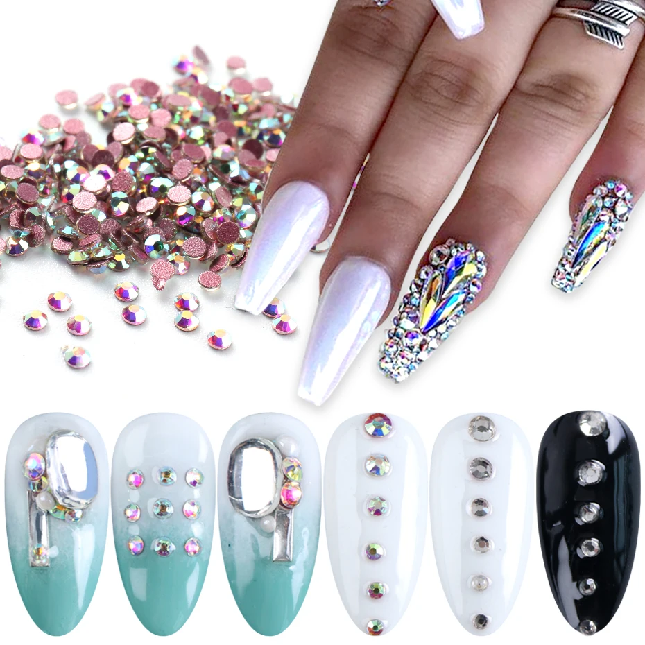 1440 шт. Стразы для ногтей с плоской задней стороной стразы камень кристалл АВ