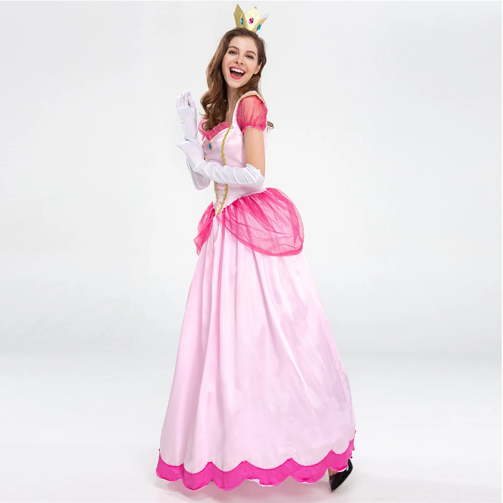 Adult Super Luigi Brother Costume Pink Sweet Princess Peach Cosplay For Halloween Carnival Party Fantasia Fancy Dress | Тематическая