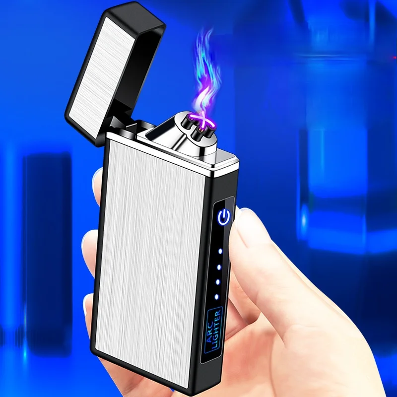 

Touch Induction Ignition Double Arc Metal Wire Drawing Creative Windproof USB Convenient Charging Electricity Lighter Men Gadget