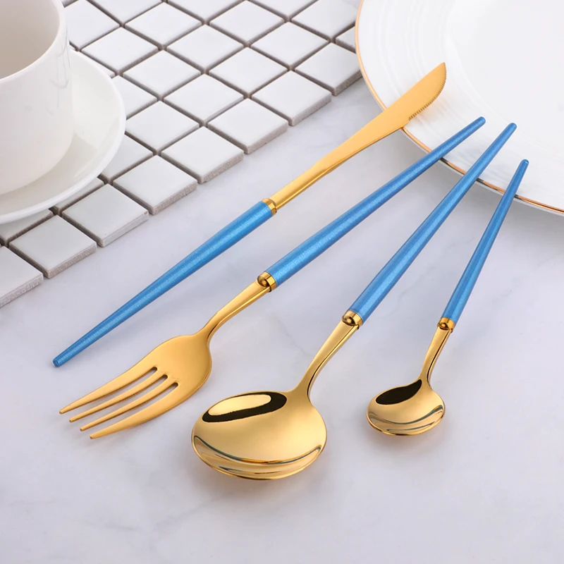 Набор столовых приборов из нержавеющей стали роскошный белый набор золотых