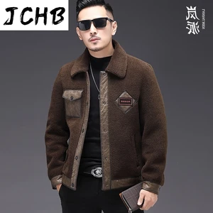 Men JCHB Jacket Real Sheep Shearing Leather Men's Clothing Winter Mens Jackets Fur Coat Motorcycle Clothes Jaqueta LXR406 10 item image
