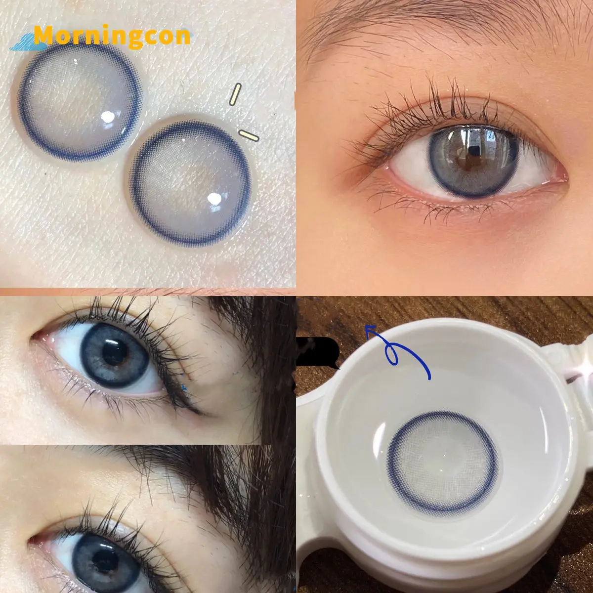 

MORNINGCON Pear Gray Myopia Prescription Soft Colored Contacts Lenses For Eyes Small Beauty Pupil Make Up Natural Yearly