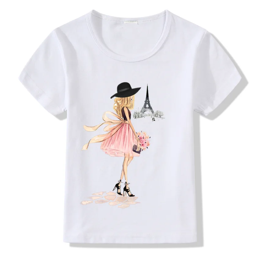 2019 Fashion Paris Tower Print T shirt Children Cool Girl Short Sleeve Summer Tops Kids O-neck Clothes Baby Tshirt Clothing Tees | Детская