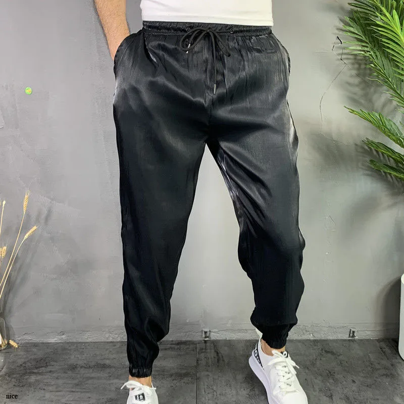

2021 Summer New Foot Pants Hip Hop High Street British Net Red Male Youth Tide Nine Points Harlan Waist Pants All-Match Printing