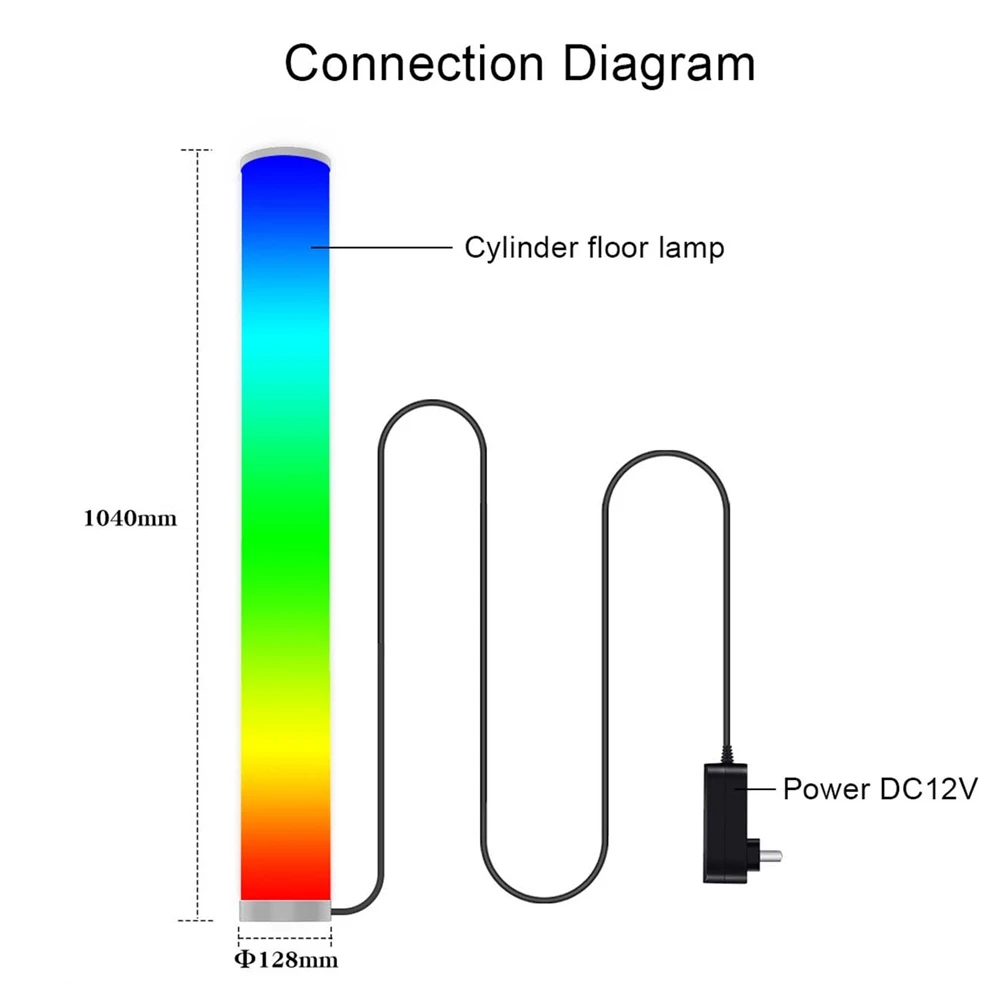 Напольная светодиодная цилиндрическая лампа RGB с подставкой дистанционным