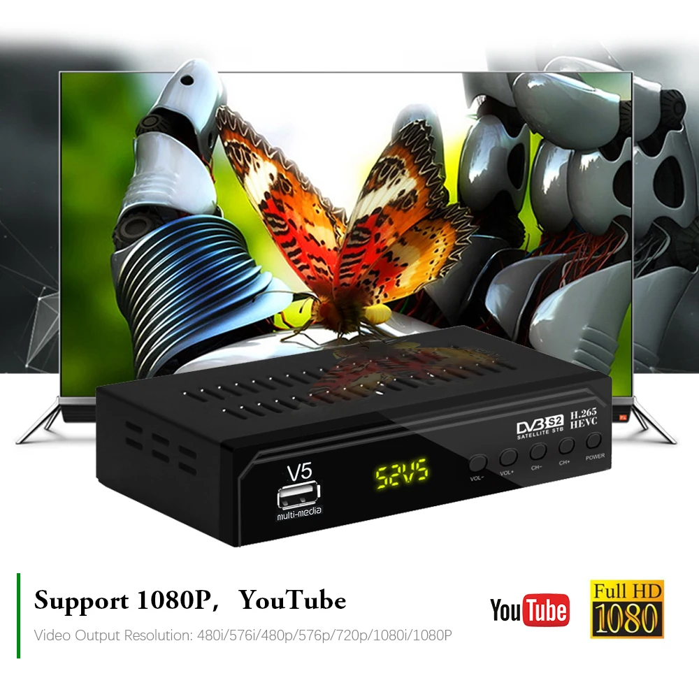 

Vmade V5 DVB-S2 HD Receptor Digital Tv Box Satellite Receiver H.265 Player Youtube USB WIFI TV Decoder