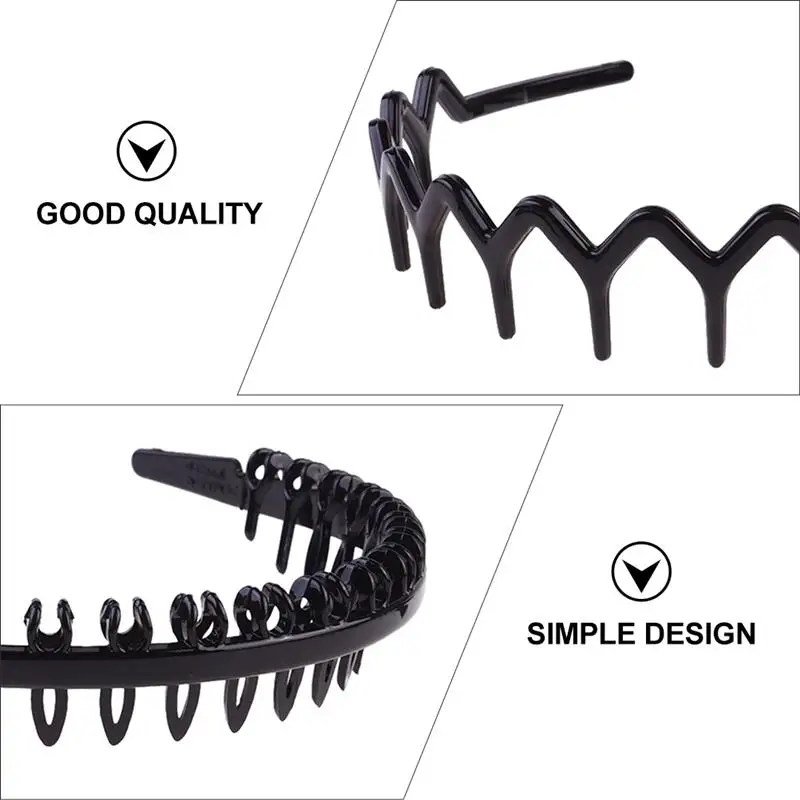 

8Pcs Toothed Hairband Durable Plastic Non-Slip Hair Accessory Headband Hair Hoop