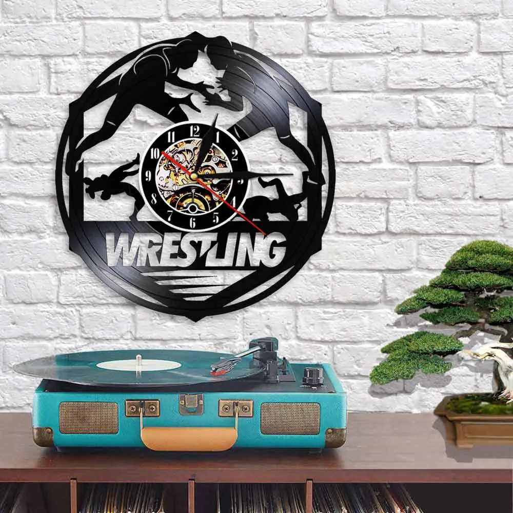 Wrestling Wall Decor Modern Design Vinyl Record Clock 3D Watches Home Unique Gift For Lover | Дом и сад