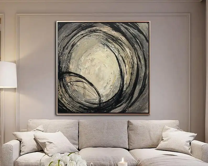 

Абстрактная живопись оригинальный Большой Wall Art Круг Картины на холсте тонкой живописи d художественная акриловая живопись Гостиная