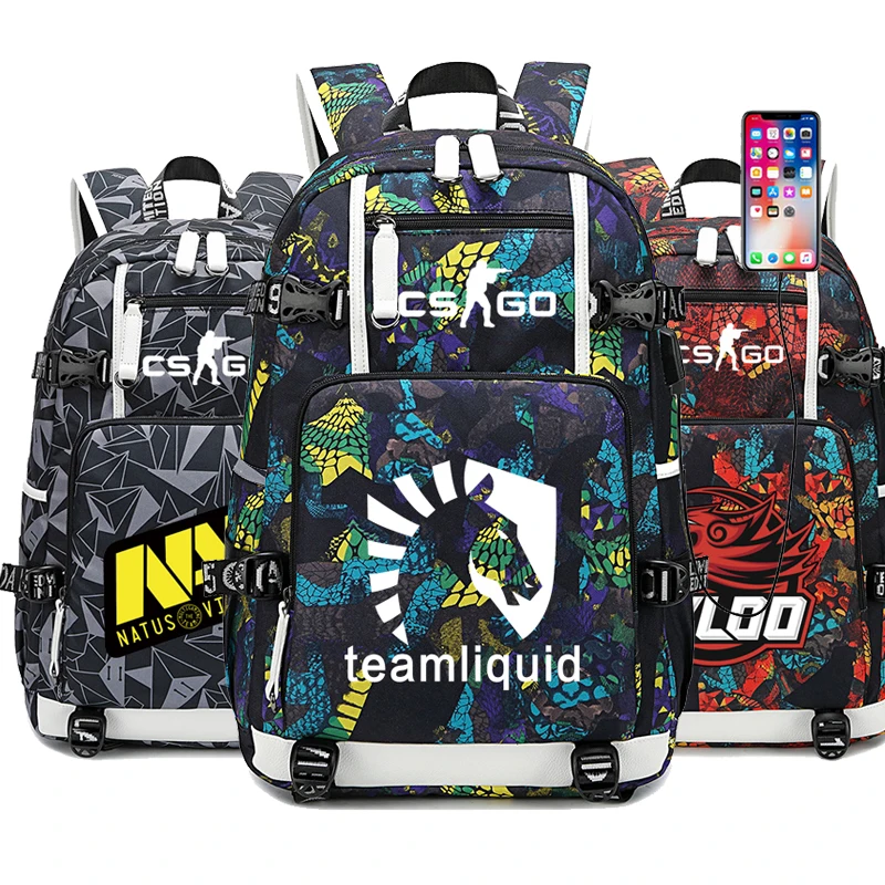 CS GO Fnatic Virtus.pro SK игра в пижаме USB зарядка Рюкзак для подростков мальчиков девочек